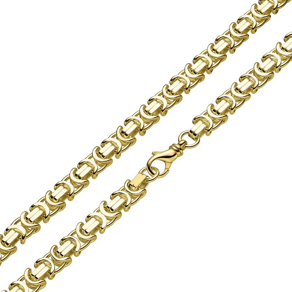 Vergoldete Etruskerkette 11mm flache Königskette aus 925/- Silber